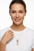 Amethyst Fillable Perfume Bottle Necklace 18K Gold Plated