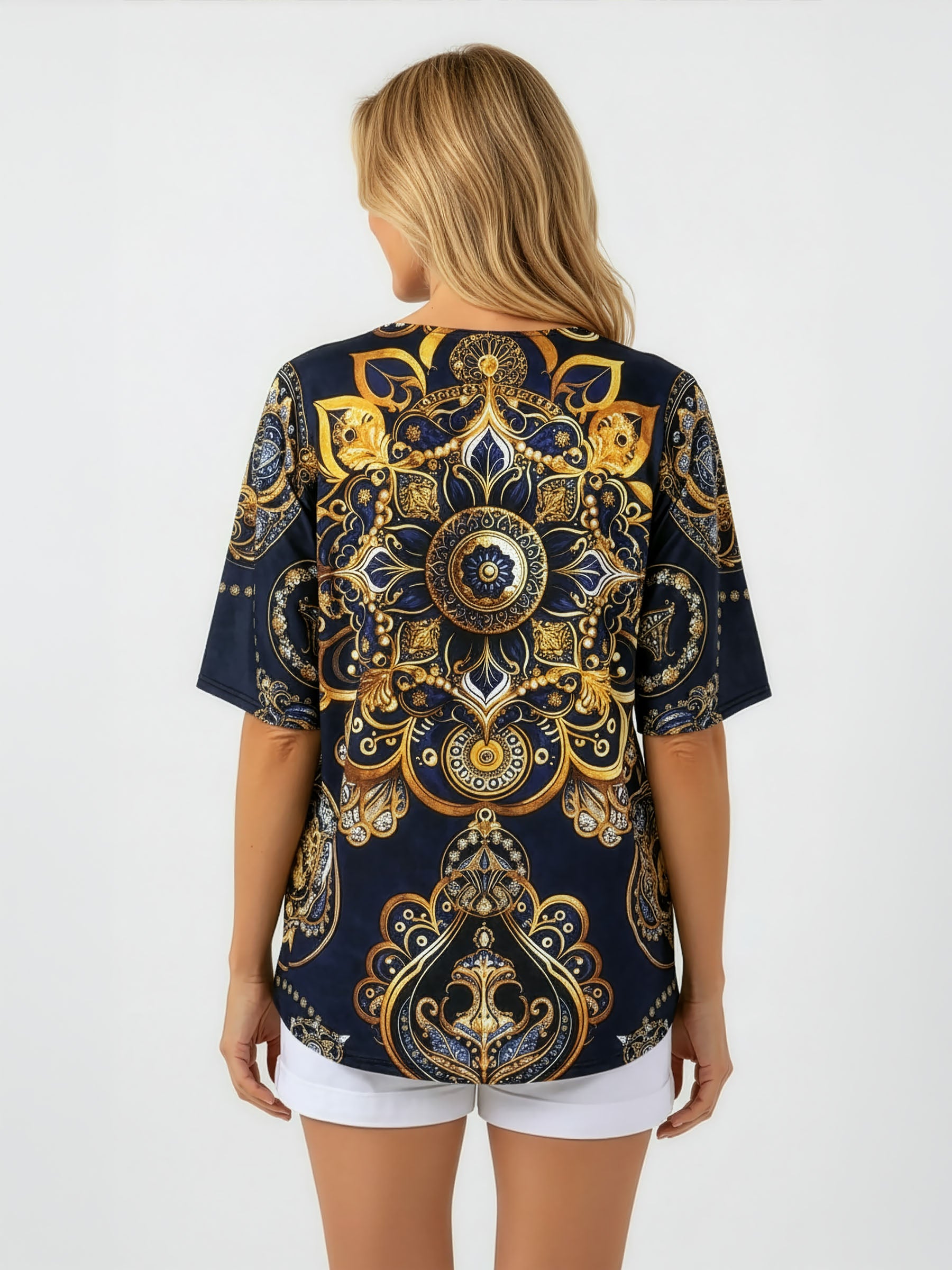 Baroque Mandala Bat Sleeve Top