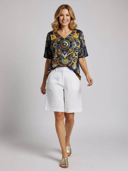 Baroque Mandala Bat Sleeve Top