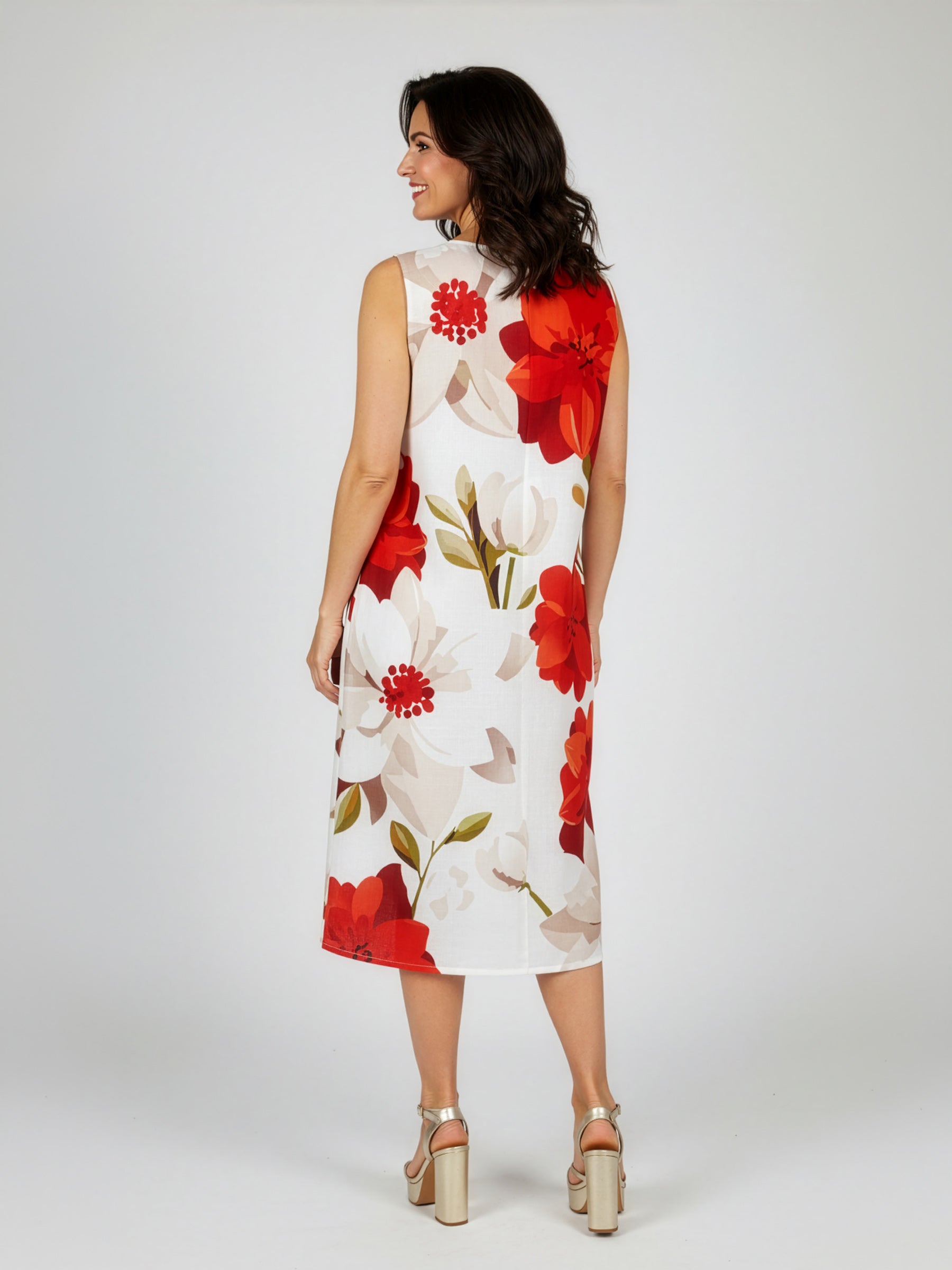 Camellia Magnolia Pocket Midi Dress