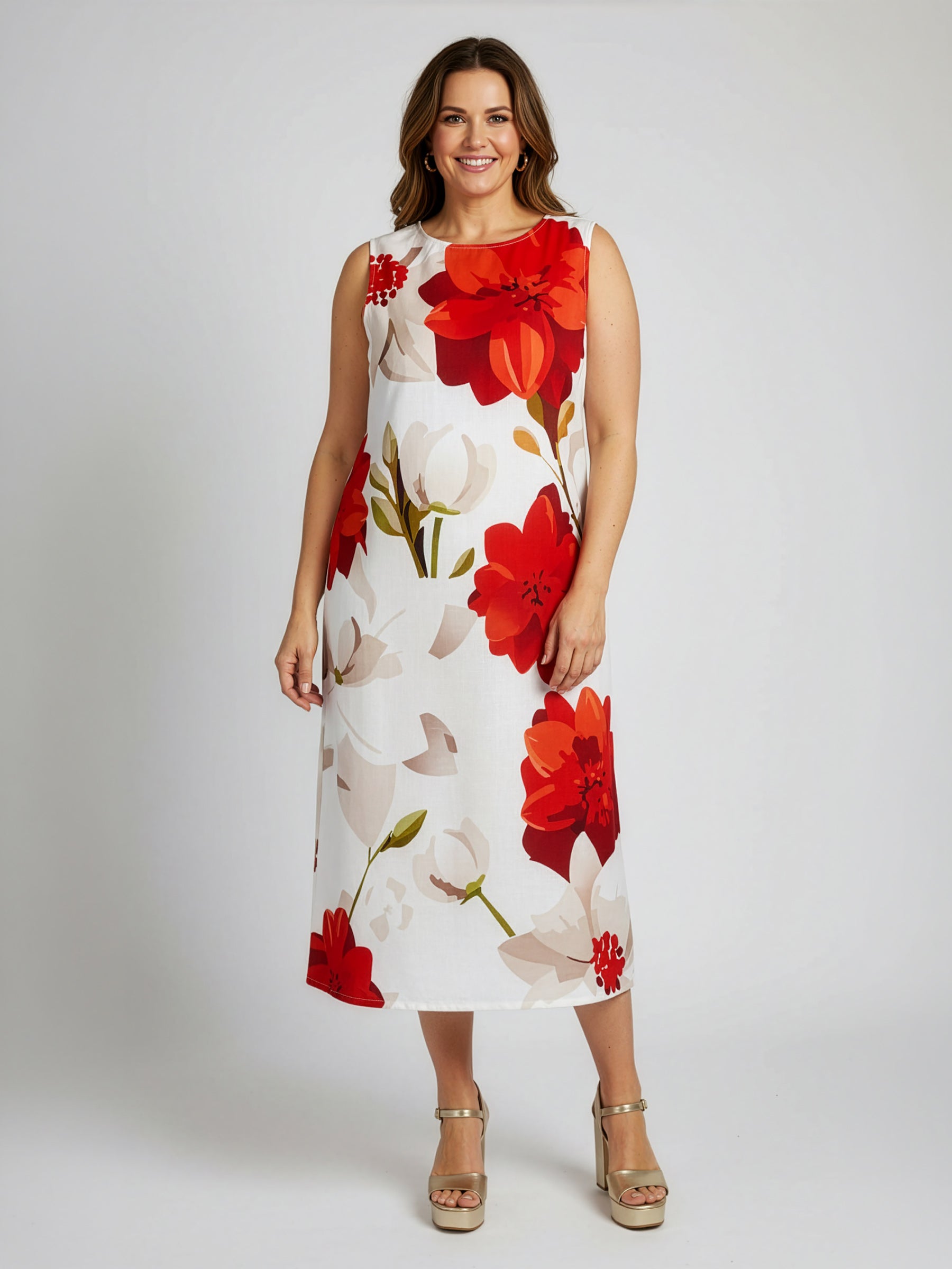 Camellia Magnolia Pocket Midi Dress