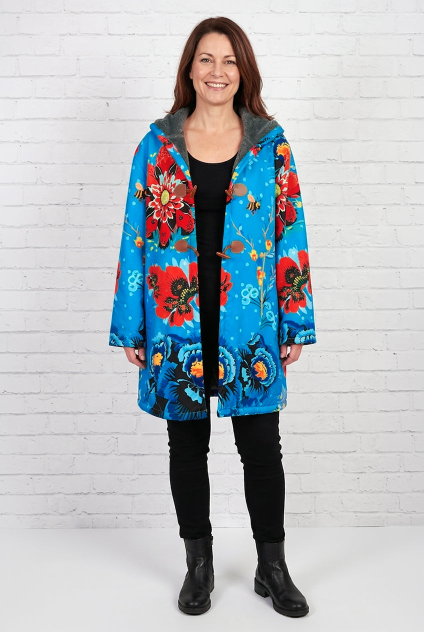 Floral Bee Cotton & Fleece Coat