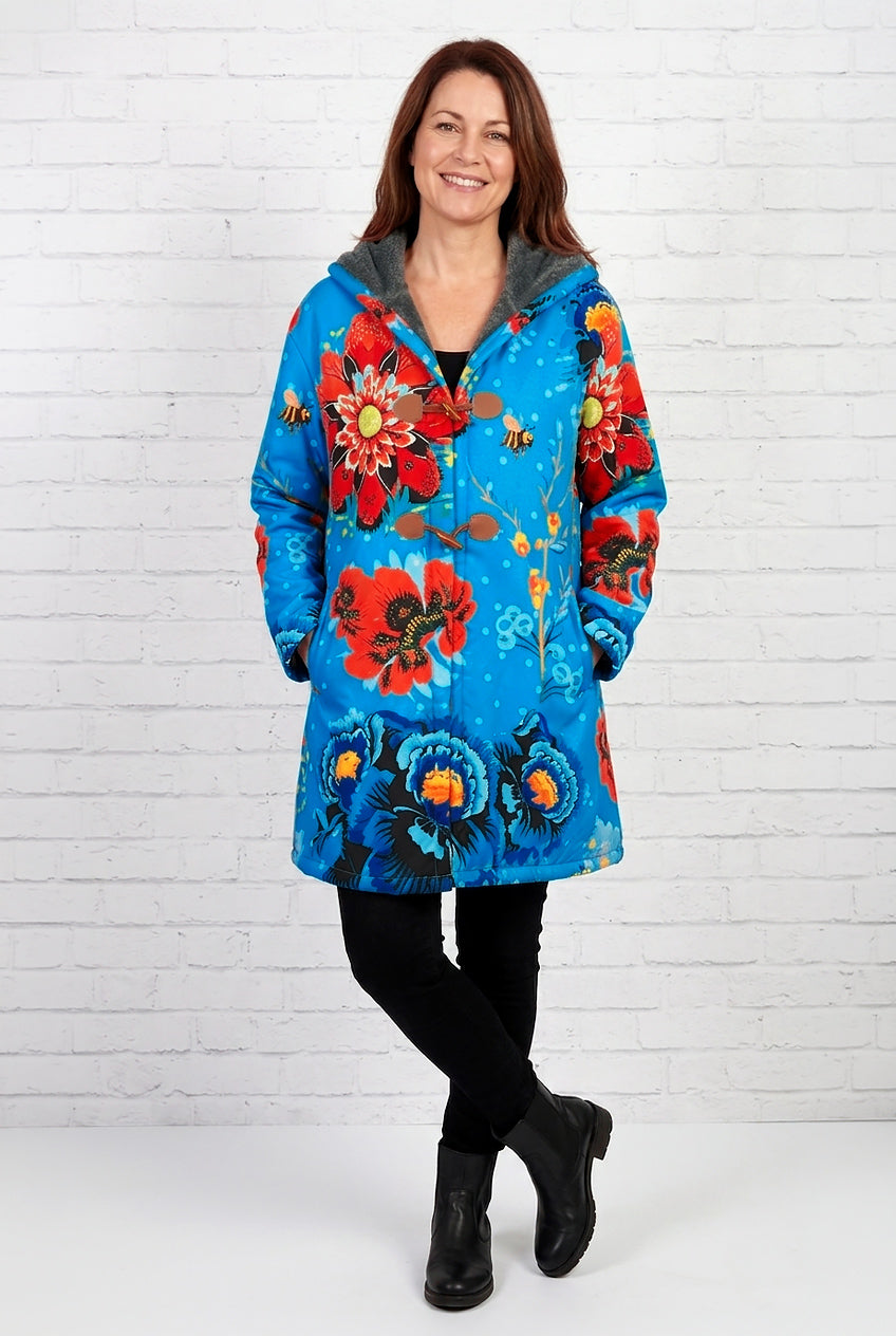 Floral Bee Cotton & Fleece Coat