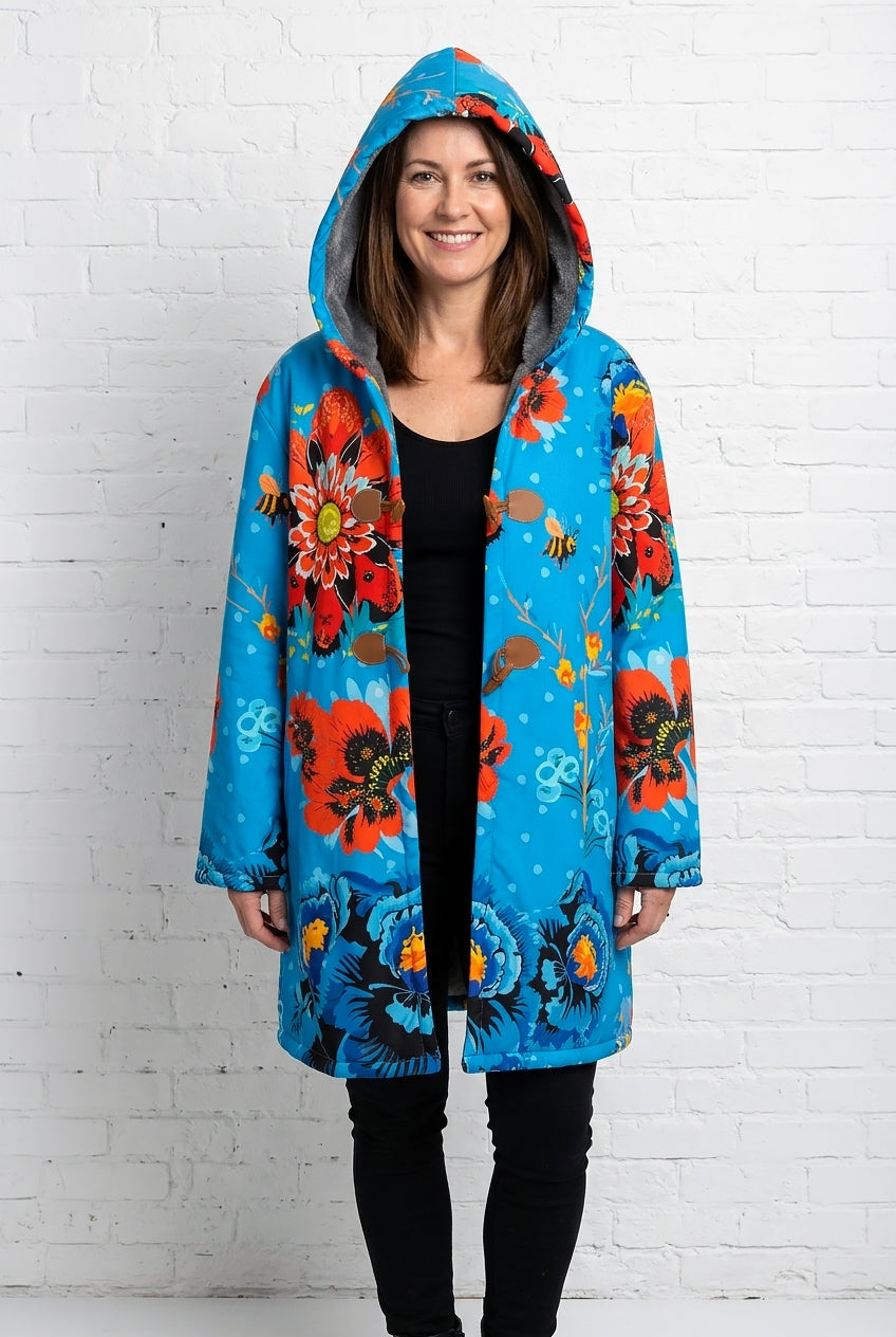 Floral Bee Cotton & Fleece Coat