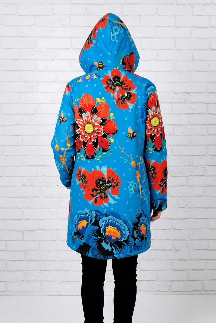 Floral Bee Cotton & Fleece Coat