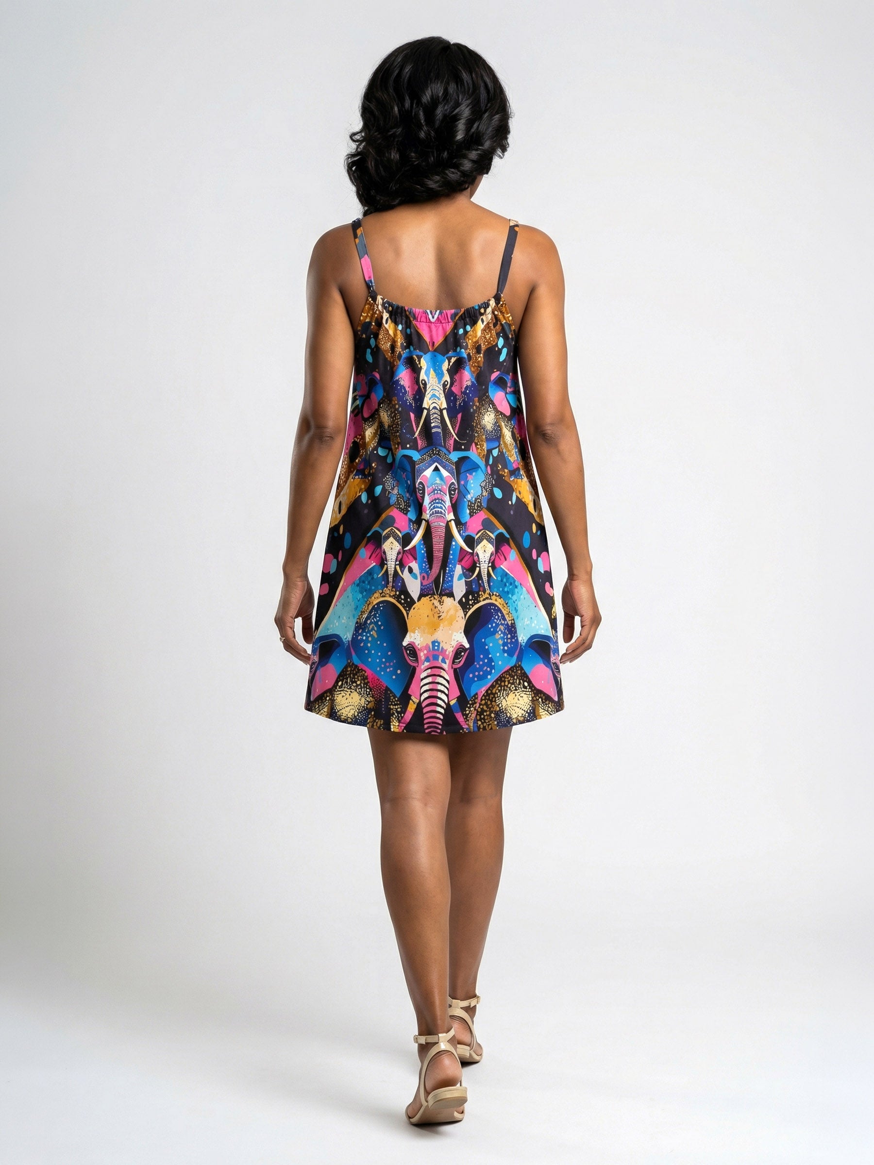 Lucky Elephants Cotton Mini Dress