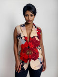 Passion Red Peony Flower Vest