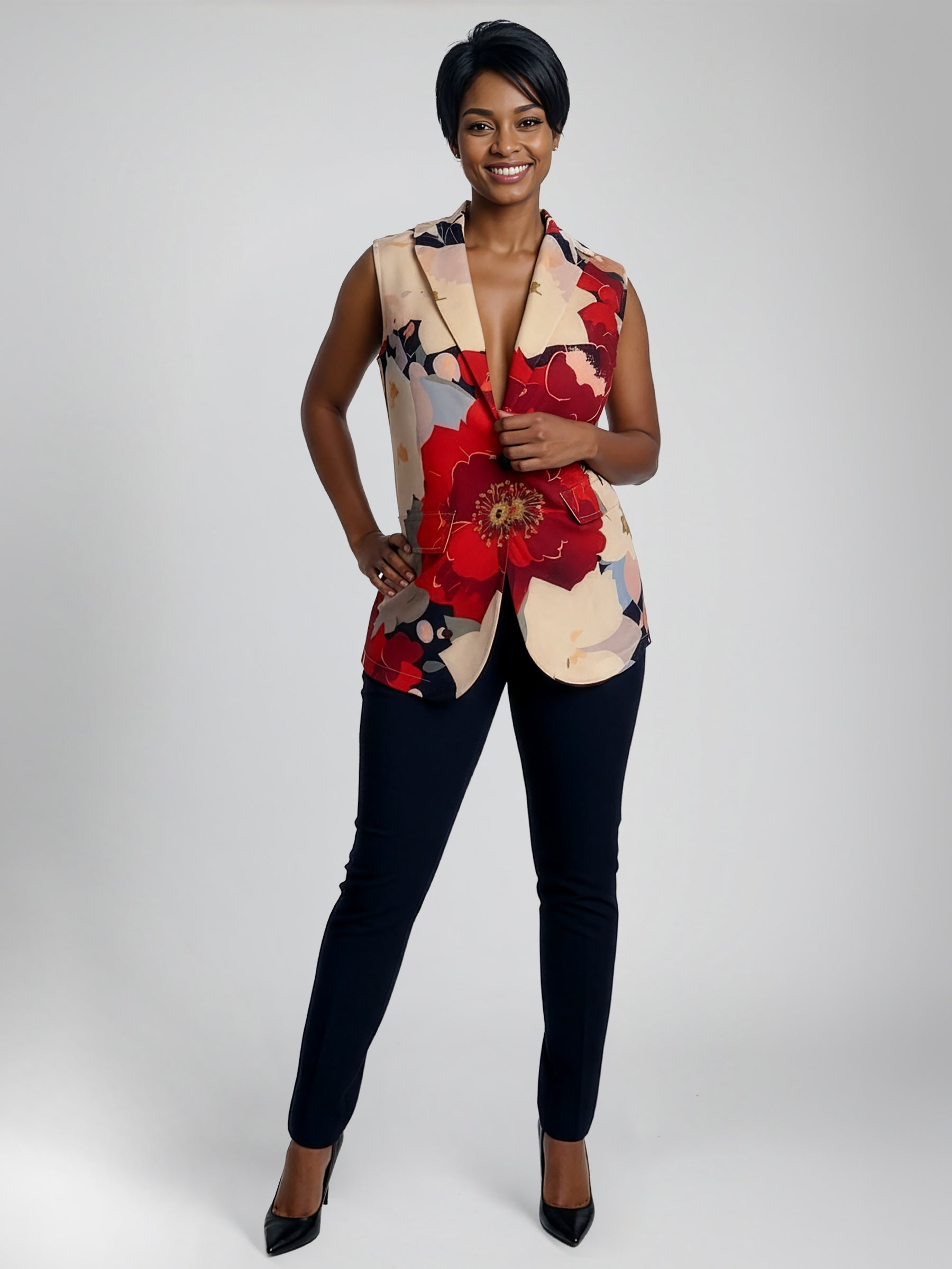 Passion Red Peony Flower Vest