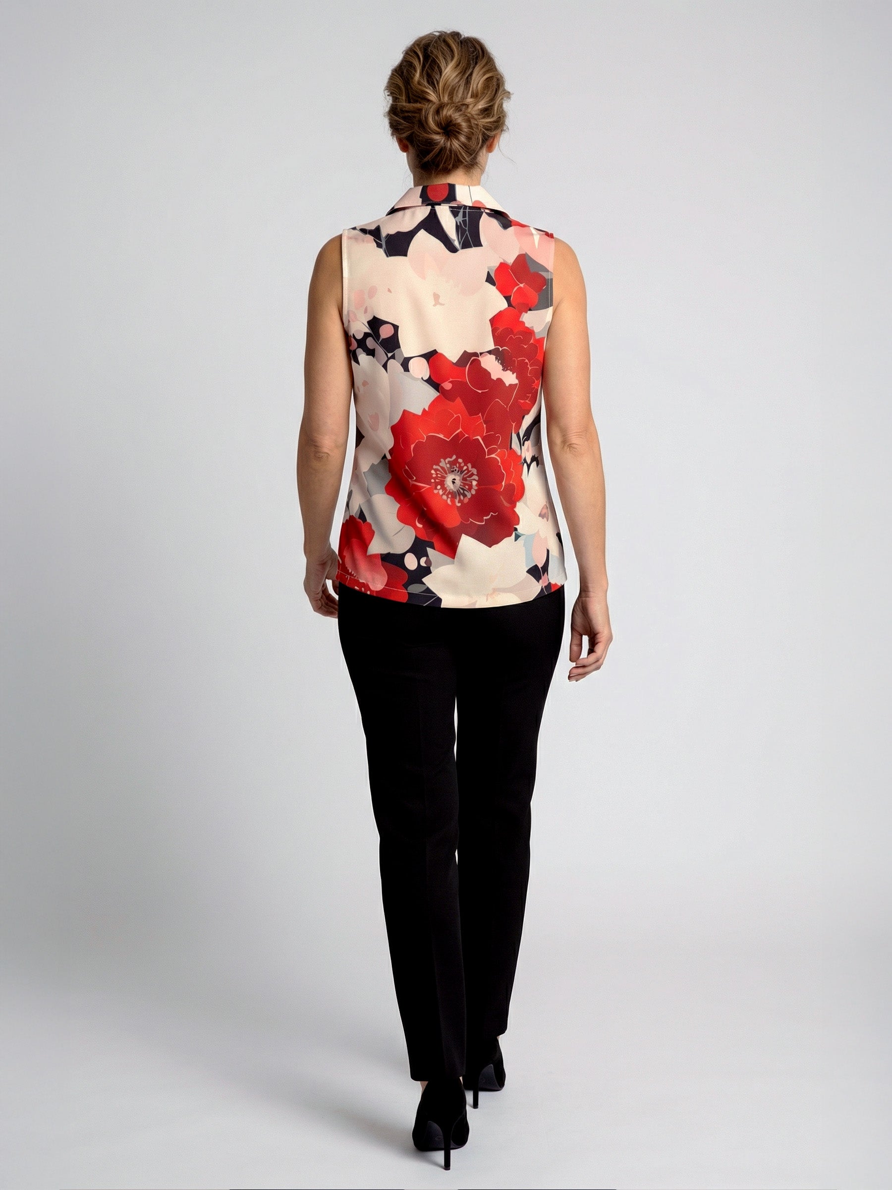 Passion Red Peony Flower Vest