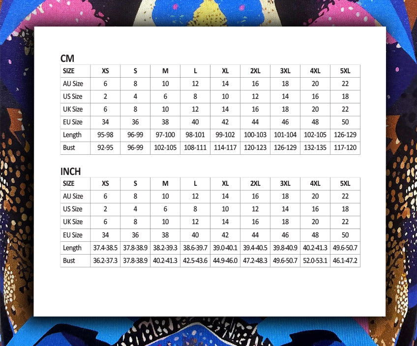 Size guide for Lucky Elephants Cotton Mini Dress